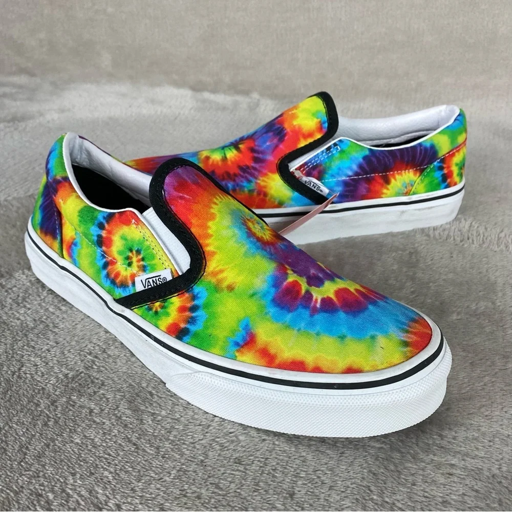 Vans Spiral Tie Dye Slip On Shoes Sneakers Men 6 Women 7.5 Canvas Multi‎ NEW